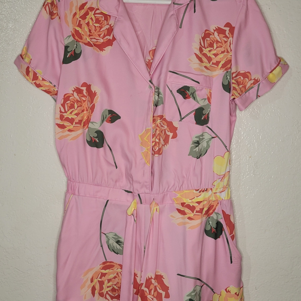 Victoria's Secret Pink Soft and Smooth Button Front Floral Romper M